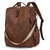Lightweight Multi-Pocket PU Leather Women Backpack