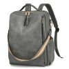 Lightweight Multi-Pocket PU Leather Women Backpack