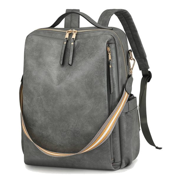 Lightweight Multi-Pocket PU Leather Women Backpack
