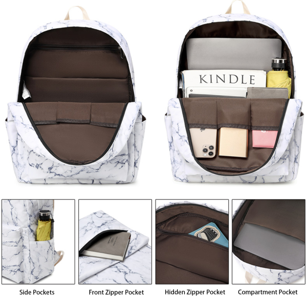 3 pcs Nylon Waterproof Backpack Set