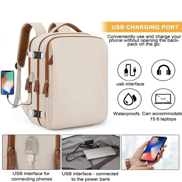 Expandable Large Oxford Travel Backpack w/ USB Port