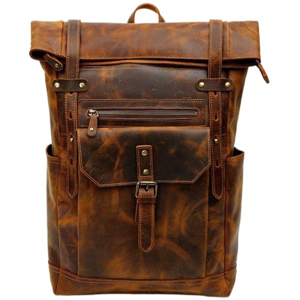 Retro Genuine Leather Large Capacity Travel Backpack