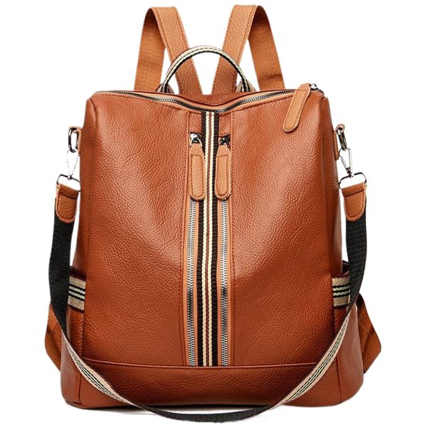 Adjustable Strap PU Leather Women Retro Backpack