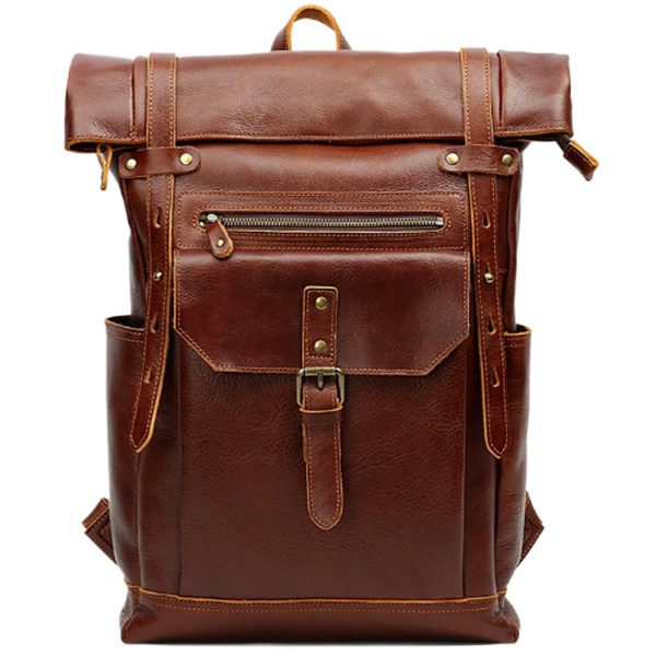 Retro Genuine Leather Large Capacity Travel Backpack