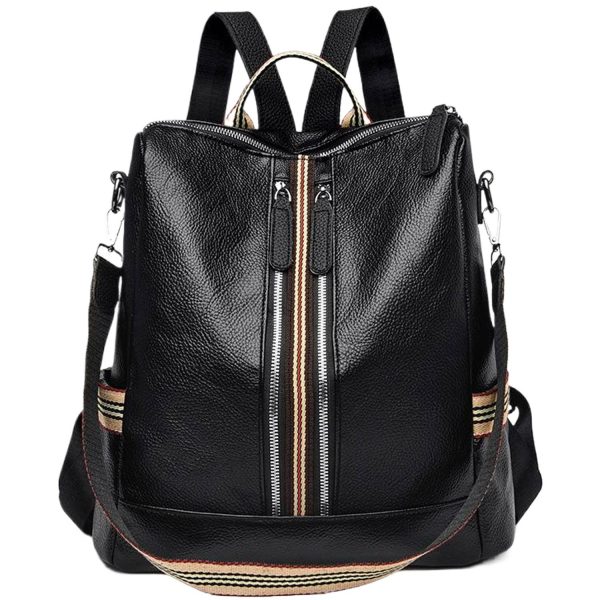 Adjustable Strap PU Leather Women Retro Backpack