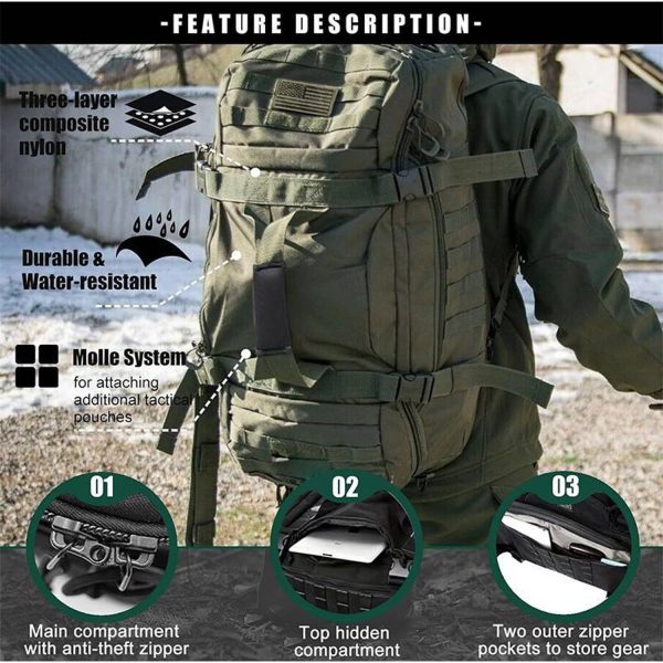 45L Waterproof Oxford Tactical Backpack