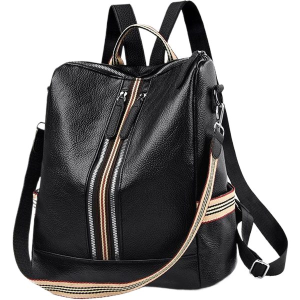 Adjustable Strap PU Leather Women Retro Backpack