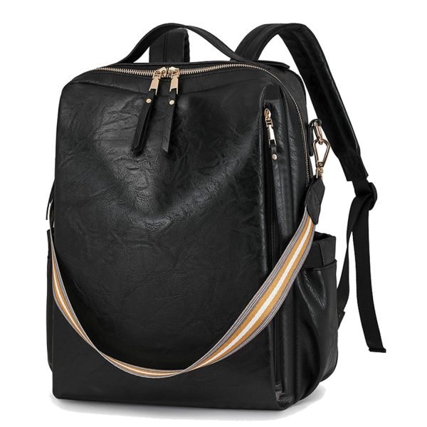 Lightweight Multi-Pocket PU Leather Women Backpack