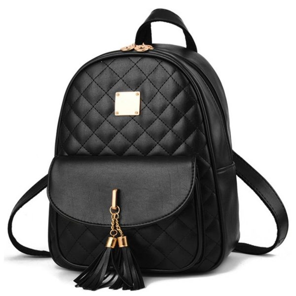 PU Leather Double Zipper Tassel Backpack