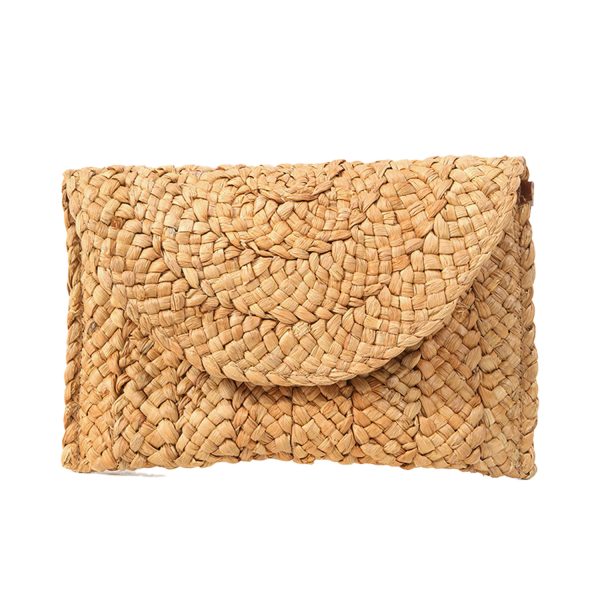 Magnetic Snap Straw Clutch Purse