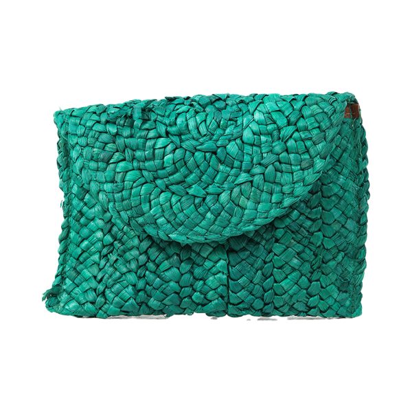 Magnetic Snap Straw Clutch Purse