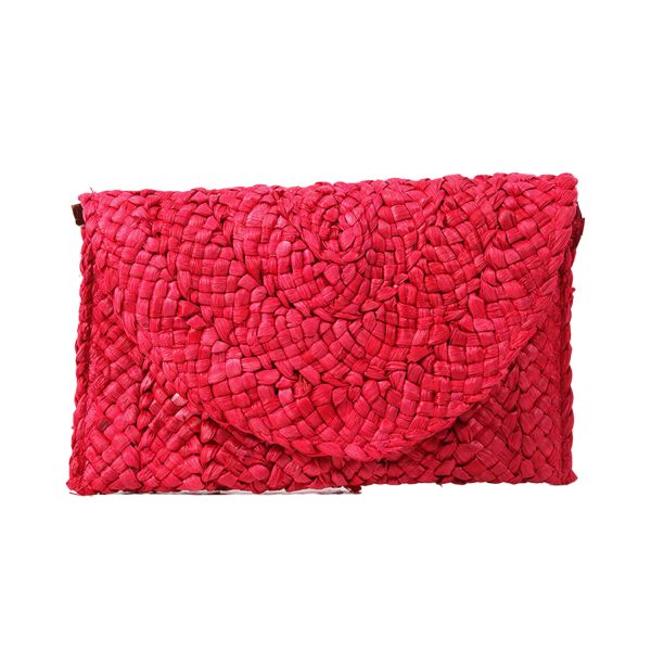 Magnetic Snap Straw Clutch Purse