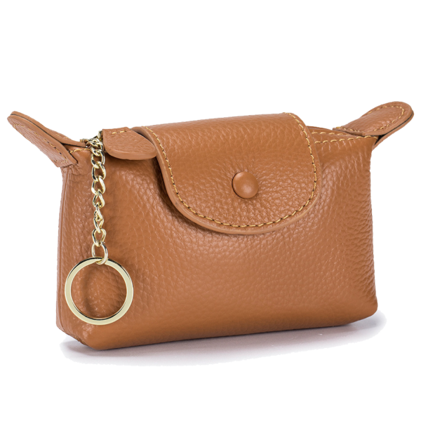 Soft Genuine Leather Mini Women Coin Purse w/ Keychain