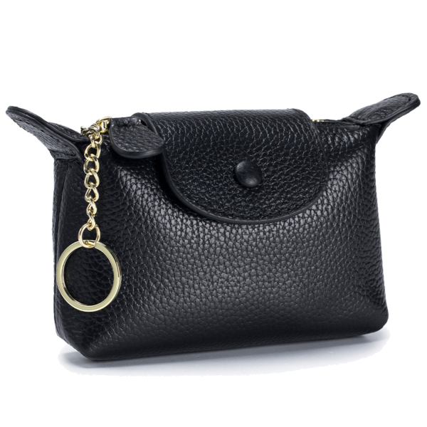 Soft Genuine Leather Mini Women Coin Purse w/ Keychain