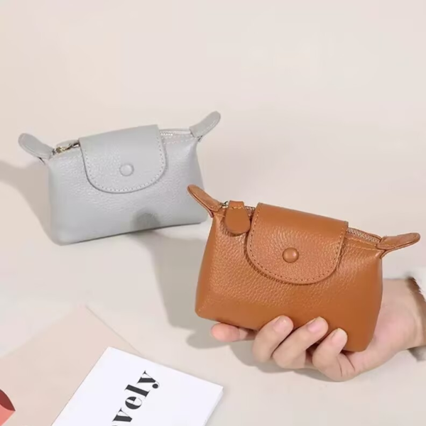 Soft Genuine Leather Mini Women Coin Purse w/ Keychain