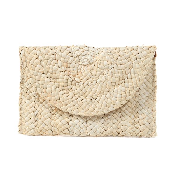 Magnetic Snap Straw Clutch Purse