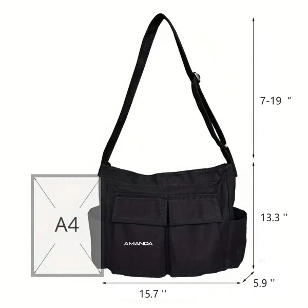 Large Capacity Casual Water Resistant Canvas Crossbody Bag