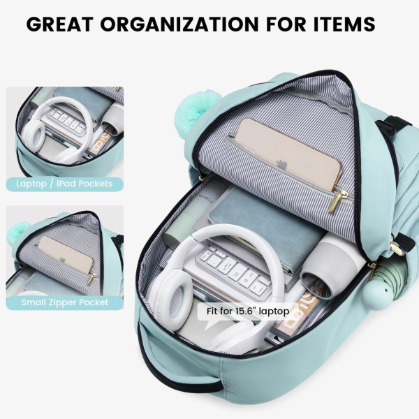 Women Nylon Waterproof Business Backpack w/ Pendant