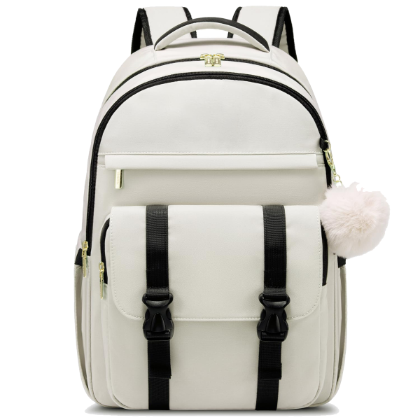 Women Nylon Waterproof Business Backpack w/ Pendant