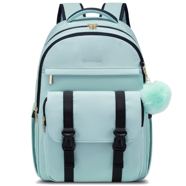 Women Nylon Waterproof Business Backpack w/ Pendant