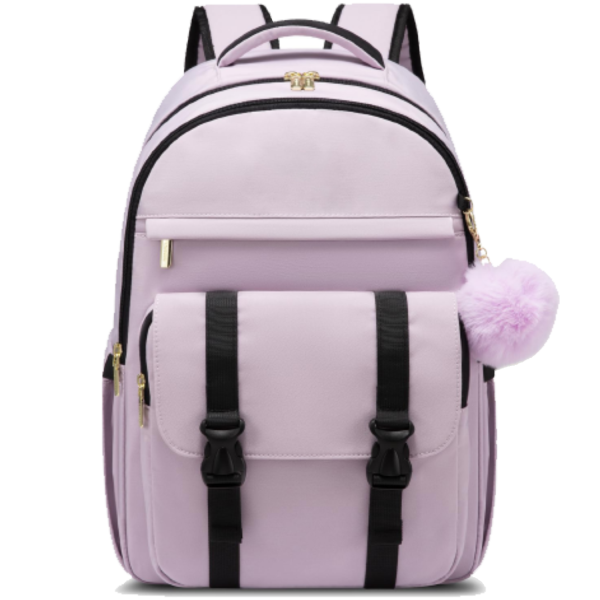 Women Nylon Waterproof Business Backpack w/ Pendant