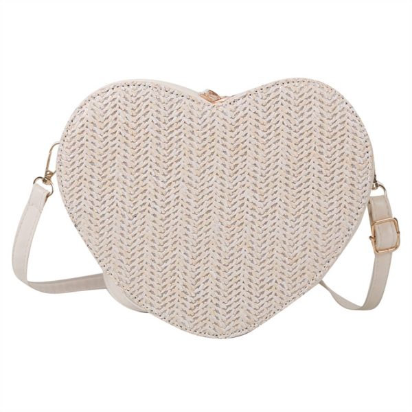 PU Straw Heart-shaped Bag