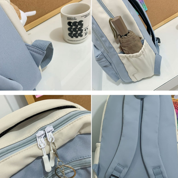 Women Waterproof Nylon Backpack w/ Pendant