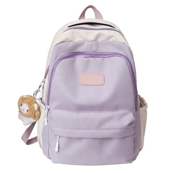 Women Waterproof Nylon Backpack w/ Pendant