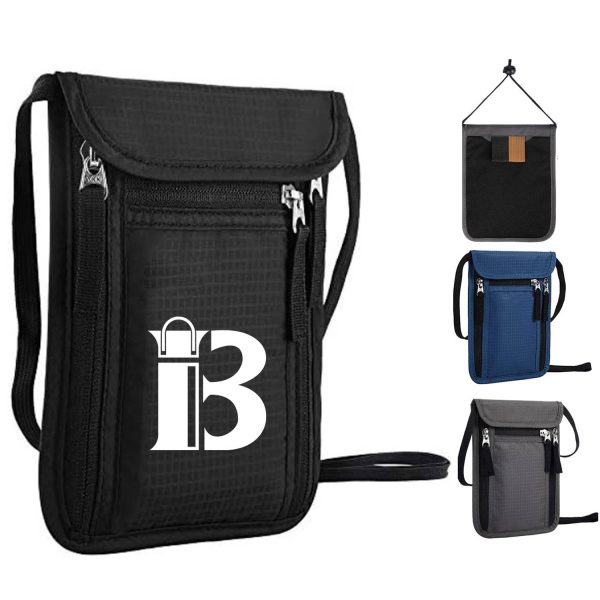 Travel RFID Blocking Canvas Neck Wallet Passport Holder