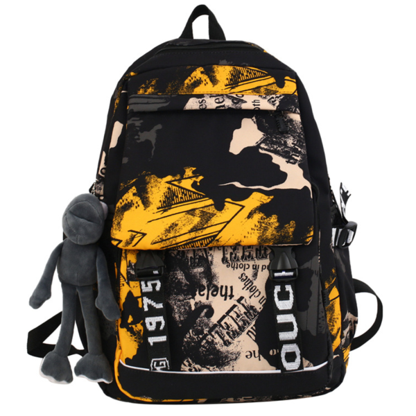 Waterproof Nylon Travel Spacious Backpack w/ Plush Pendant