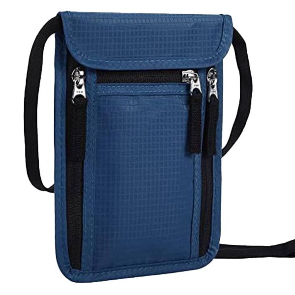 Travel RFID Blocking Canvas Neck Wallet Passport Holder