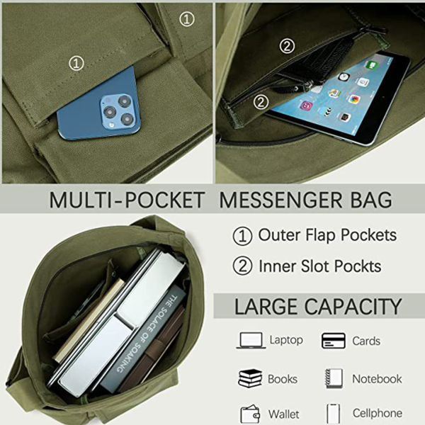 Large Capacity Casual Water Resistant Canvas Crossbody Bag