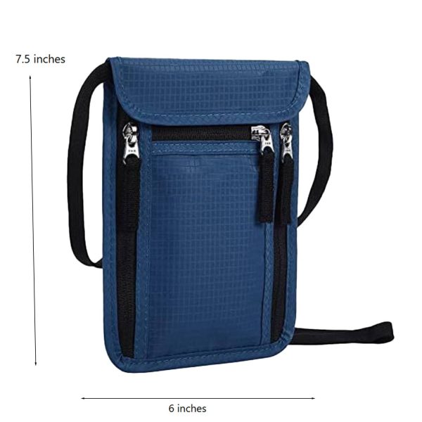 Travel RFID Blocking Canvas Neck Wallet Passport Holder