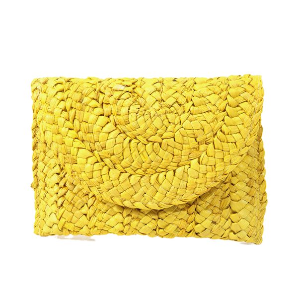 Magnetic Snap Straw Clutch Purse