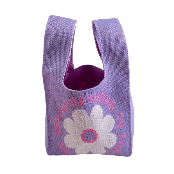 Women Lightweight Polyester Wrist Knit Tote Bag