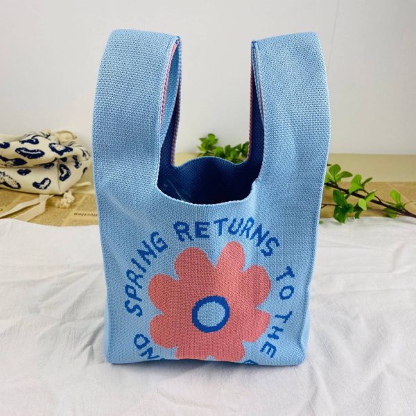 Women Lightweight Polyester Wrist Knit Tote Bag