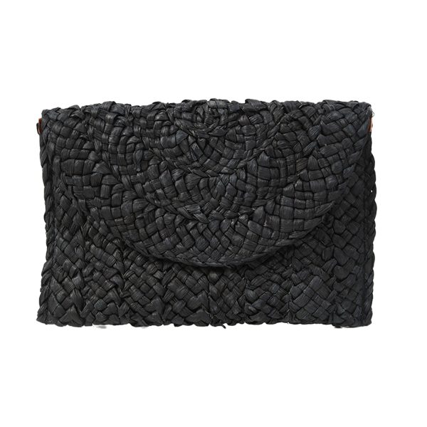 Magnetic Snap Straw Clutch Purse