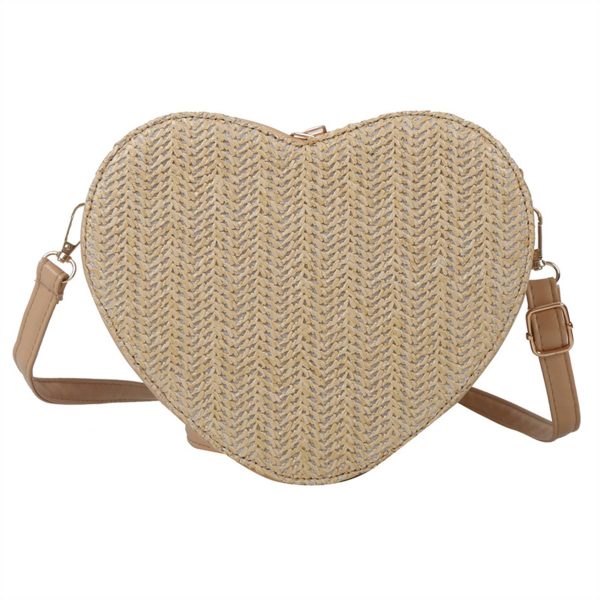 PU Straw Heart-shaped Bag