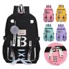 Polycotton Combination Lock School Backpack w/ USB Port