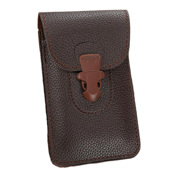 PU Leather Vertical Phone Waist Bag w/ Carabiner