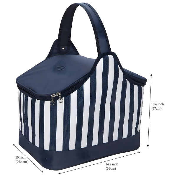 Personalized Zebra-Striped Oxford Picnic Handbag
