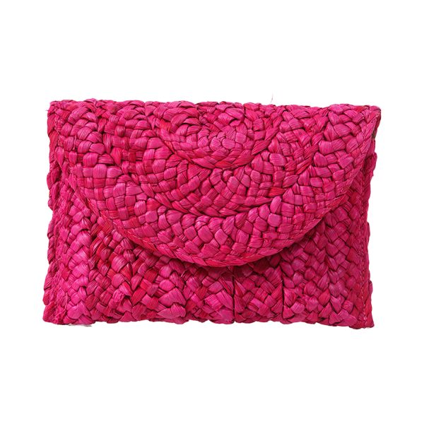 Magnetic Snap Straw Clutch Purse