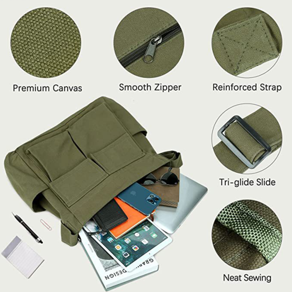 Large Capacity Casual Water Resistant Canvas Crossbody Bag