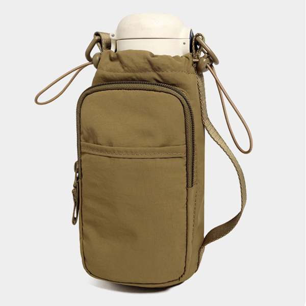 Nylon Outdoor Water Bottle Carrier Bag w/ Phone Pocket