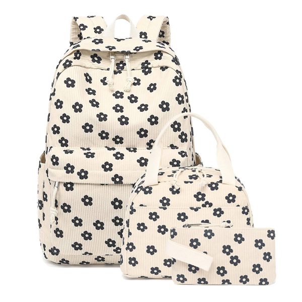 flower_1758013381069.jpg 3 Piece Corduroy School Backpack Set