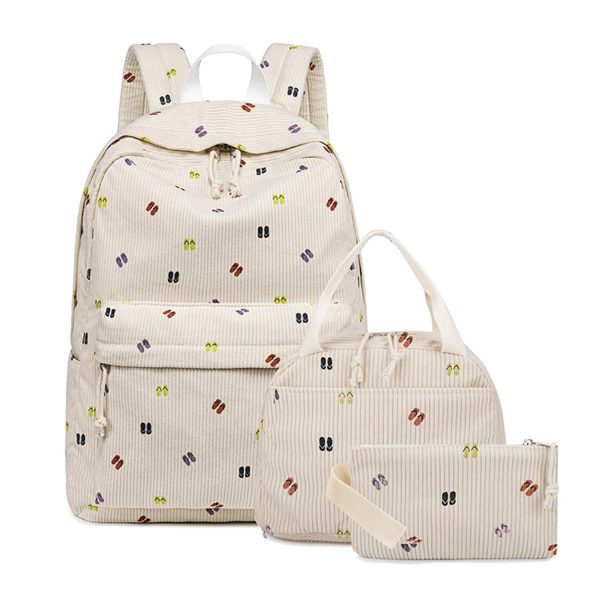 tuoxie_1757667203882.jpg 3 Piece Corduroy School Backpack Set