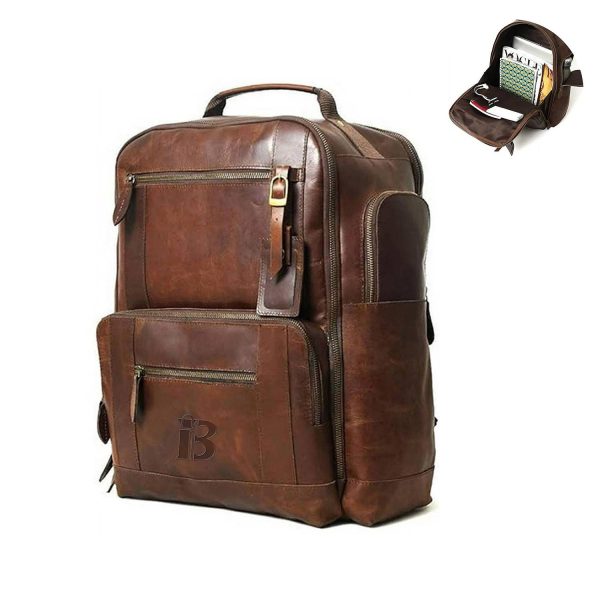 Vintage PU Leather Large Capacity Backpack