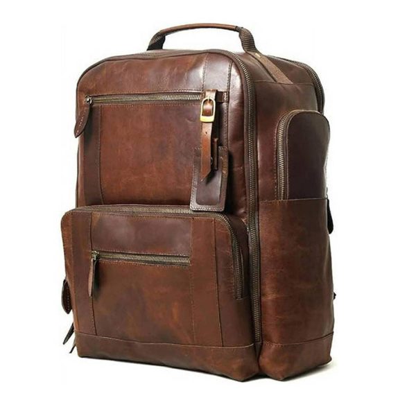 Vintage PU Leather Large Capacity Backpack