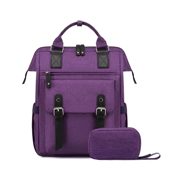 Large Capacity Polyester Laptop Backpack w/ Pouch