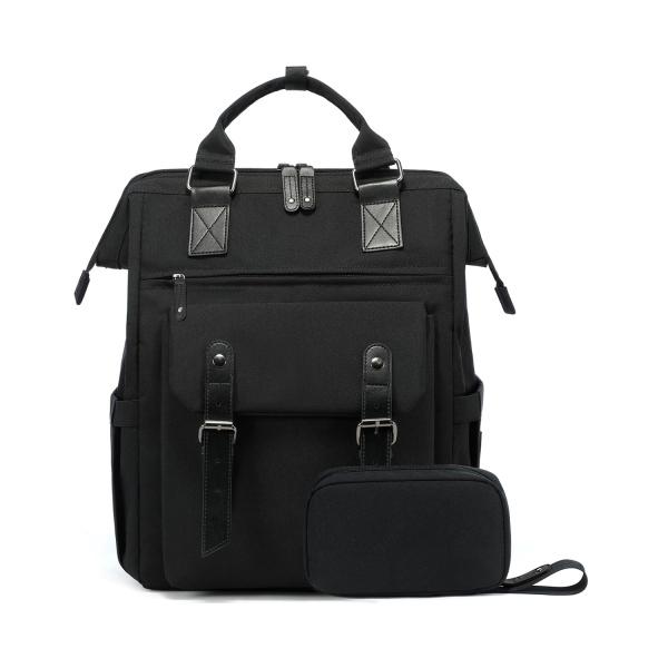 Large Capacity Polyester Laptop Backpack w/ Pouch